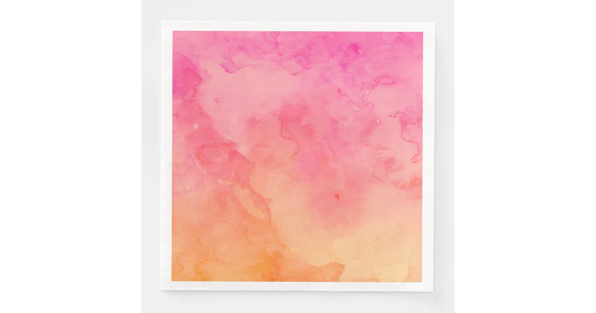 Ombre Summer Pink Orange Sunset Watercolor Wash Paper Dinner