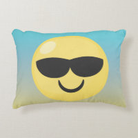 Ombre Sunglassses Emoji Accent Pillow