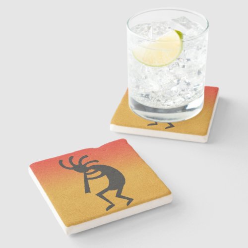 Ombre Sunset Kokopelli Stone Coaster