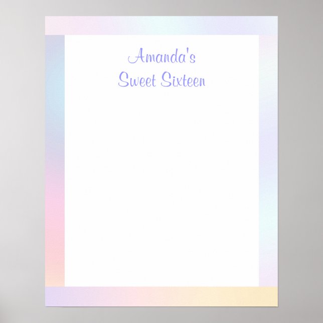 Ombre Sweet Sixteen, Bat Mitzvah Sign In Board (Front)