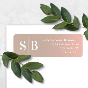 Ombre Taupe Beige & Pink Wedding Return Address Label