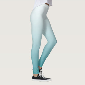 Ombre Teal and Mint Abstract Design Leggings