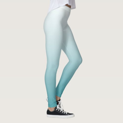 Ombre Teal and Mint Abstract Design Leggings