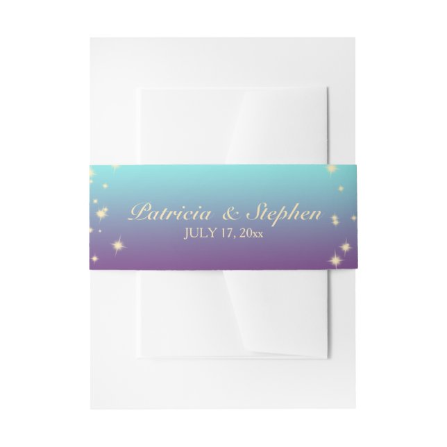 Ombre' Teal and Purple Wedding Invitation Belly Band (Front Example)