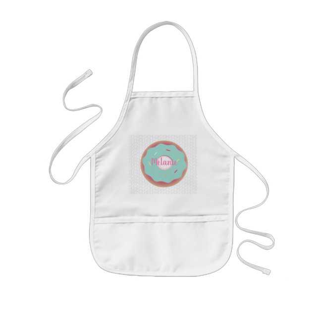 Ombre Teal Bakery Donuts Custom Name Kids' Apron (Front)