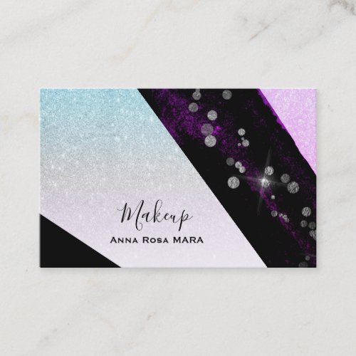  Ombre Teal Pink Glitter Geometric Chic Girly Business Card