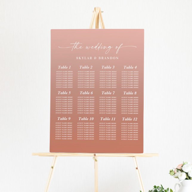 Ombre Terracotta & Blush Wedding Seating Chart Foam Board (Creator Uploaded)