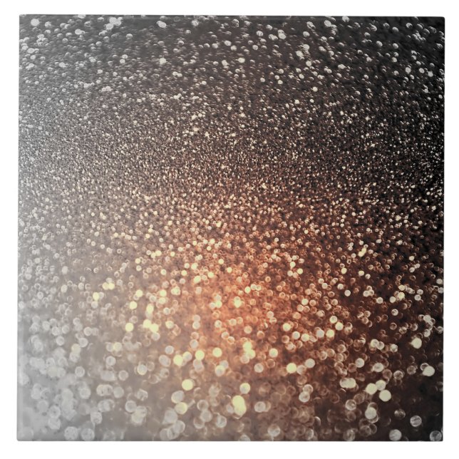 Ombre terracotta copper sparkle shiny glitter ceramic tile (Front)
