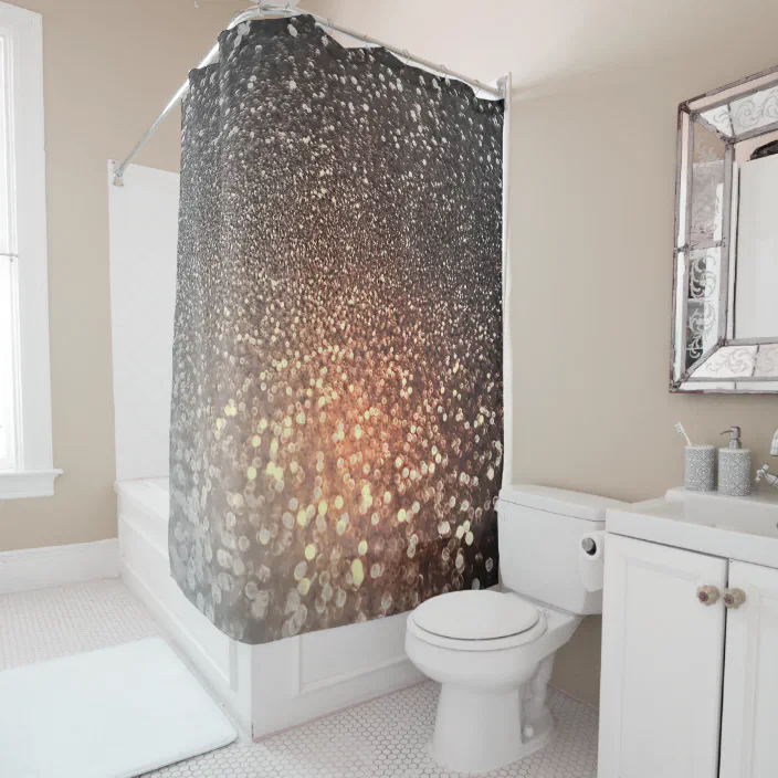 Ombre Terracotta Copper Sparkle Shiny, Shiny Shower Curtain
