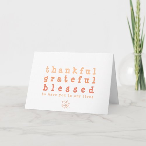 Ombre Thankful Grateful Blessed Photo Thanksgiving Card