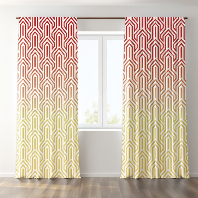 Ombre-themed Red Yellow Art Deco Pattern Blackout Curtains (Creator Uploaded)