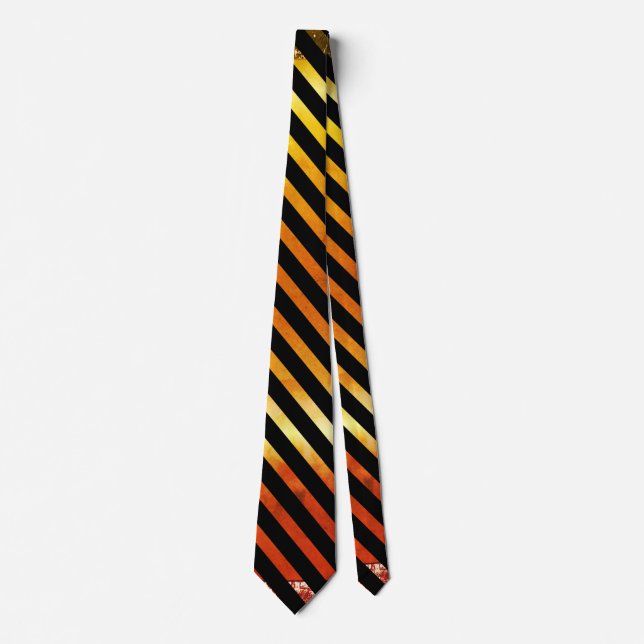 Ombre Tiger Yellow Red Orange Neck Tie (Front)