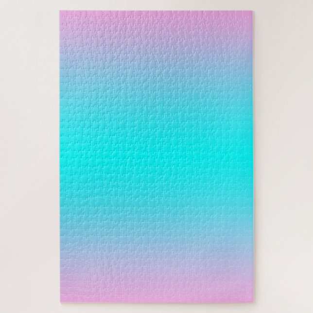 Ombre Turquoise and Pink Gradient Jigsaw Puzzle (Vertical)