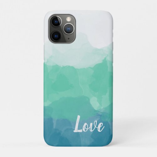 Ombre Turquoise Blue and Neo Mint Love Gradient iPhone 11 Pro Case