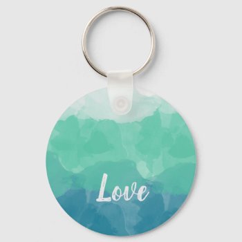 Ombre Turquoise Blue And Neo Mint Love Gradient Keychain by ohsogirly at Zazzle