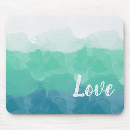 Ombre Turquoise Blue and Neo Mint Love Gradient Mouse Pad