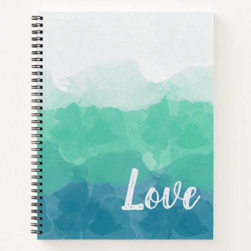 Ombre Turquoise Blue and Neo Mint Love Gradient Notebook