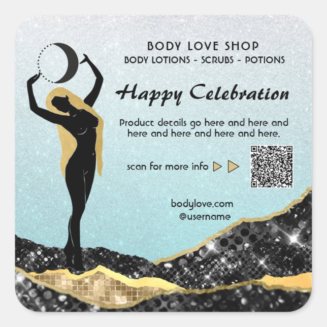 *~* Ombre Turquoise  Goddess Intention Spell AP24  Square Sticker (Front)