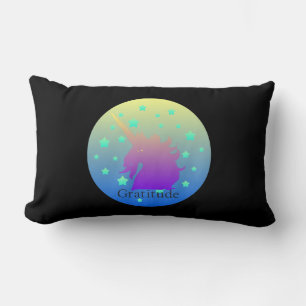 "Ombre unicorn with word gratitude" Pillow. Lumbar Pillow