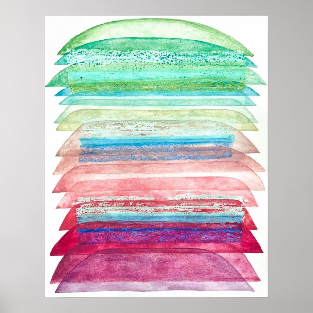 Ombre Watercolor and Oil Pastel Painting  Poster (Front)