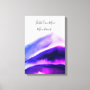 Ombre Watercolor Blue and Pink Mountains Canvas Print