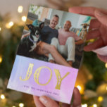 OMBRE WATERCOLOR GOLD JOY Christmas Photo Foil Holiday Card<br><div class="desc">A fresh,  elegant and perfectly clean design in watercolor effect to wish your loved ones in style! Blue Watercolor GOLD JOY Holiday Christmas Photo Card. Stylish and modern. Simple Design.</div>