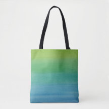 Ombre Watercolor Print Tote Mermaid Colors
