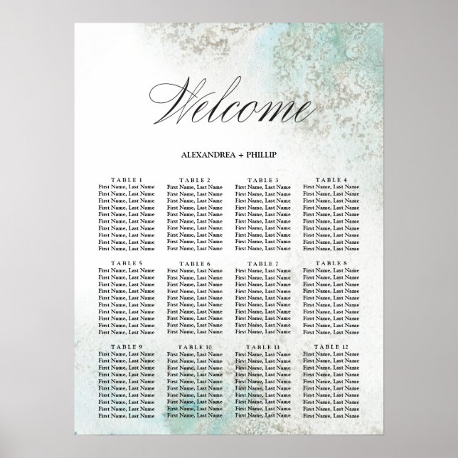 Ombre Watercolor Seating Chart | GREEN (Front)