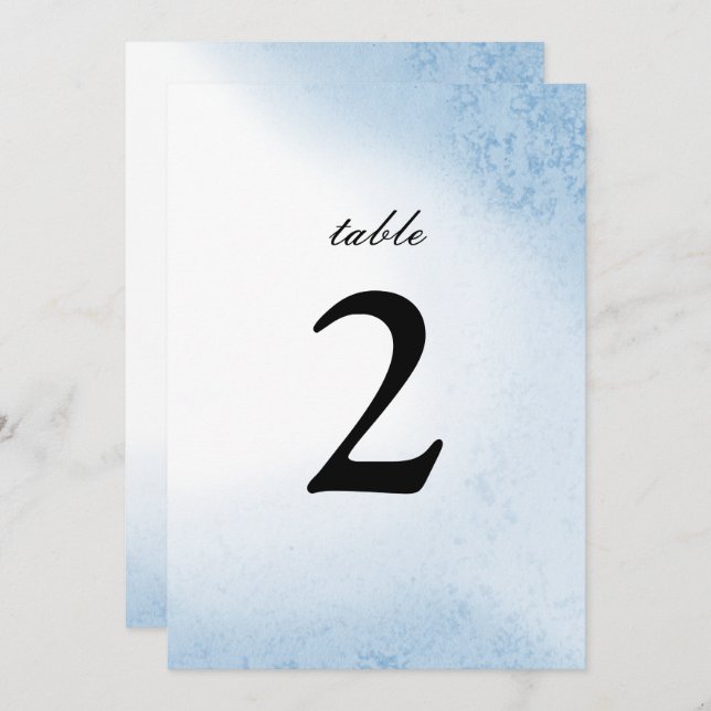 Ombre Watercolor Table Number | Blue (Front/Back)