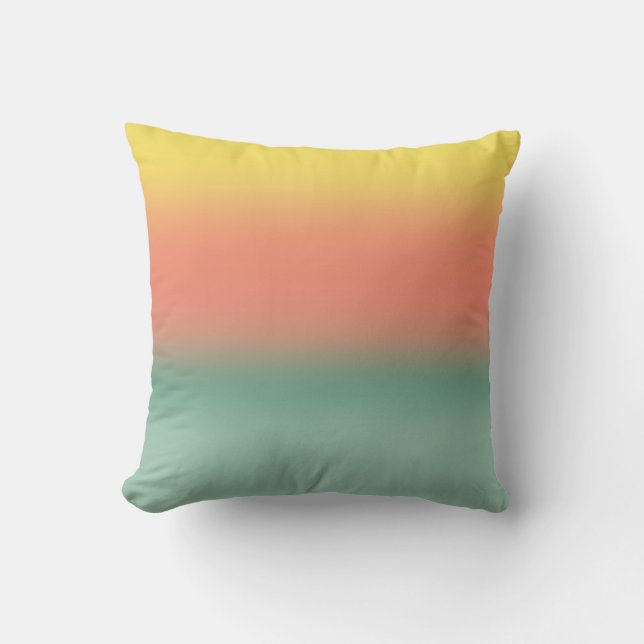 Ombre Watercolor Texture Sunset Teal Pink Yellow Throw Pillow (Front)