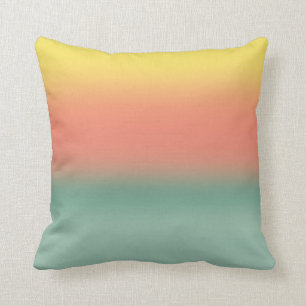 Ombre Watercolor Texture Sunset Teal Pink Yellow Throw Pillow