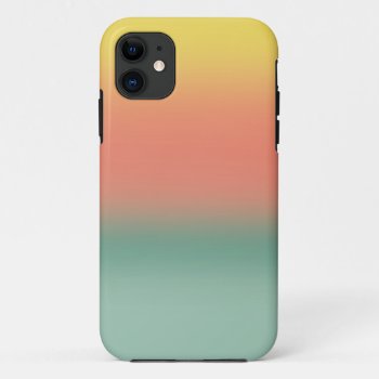 Ombre Watercolor Texture Sunset Yellow Pink Teal Iphone 11 Case by DifferentStudios at Zazzle