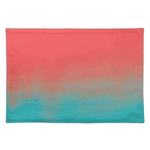 Ombre Watercolor Texture _ Teal and Coral Placemat