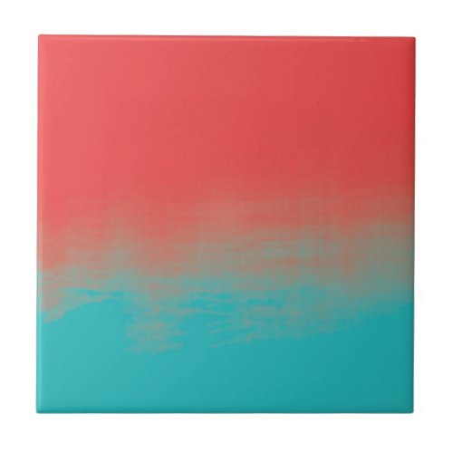Ombre Watercolor Texture _ Teal and Coral Tile