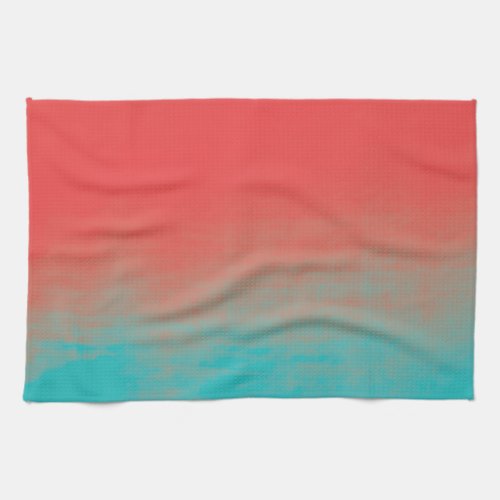 Ombre Watercolor Texture _ Teal and Coral Towel