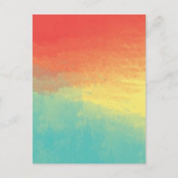 Ombre Watercolor Texture - Teal  Yellow  Coral Postcard by DifferentStudios at Zazzle