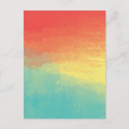 Ombre Watercolor Texture _ Teal Yellow Coral Postcard