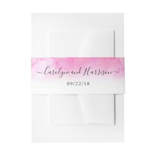 Ombre Watercolor Wedding Belly Bands _ Pink Invitation Belly Band