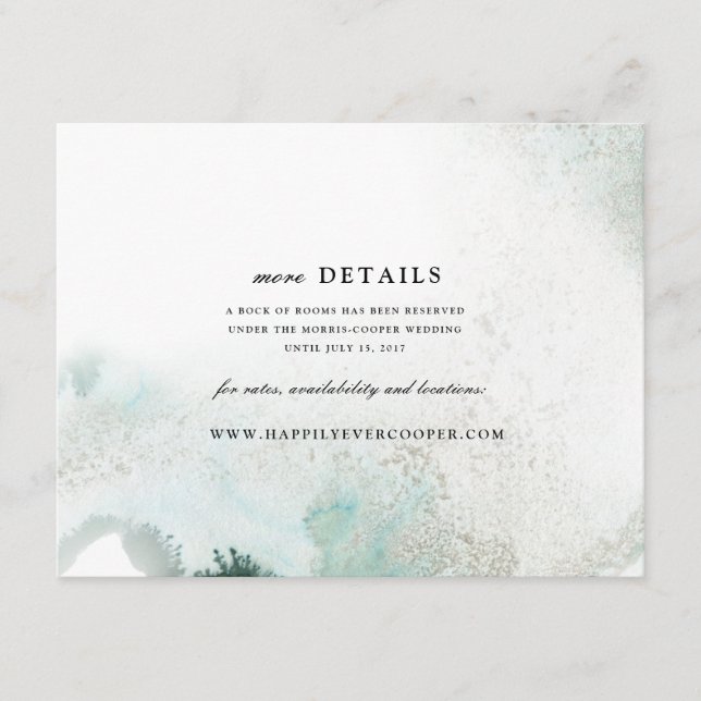 Ombre Watercolor Wedding Details Card | GREEN (Front)