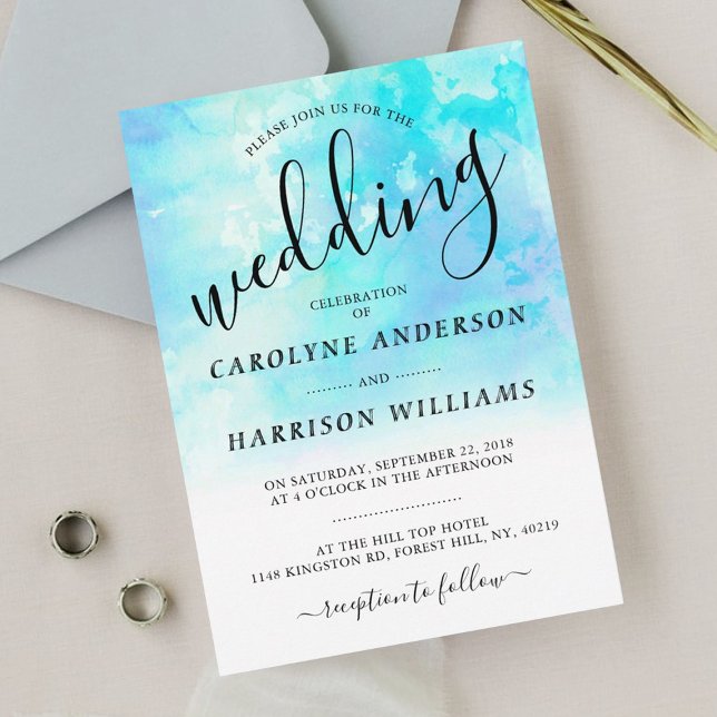 Ombre Watercolor Wedding Invitation - Blue (Creator Uploaded)