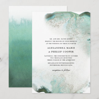 Ombre Watercolor Wedding Invitation Suite | GREEN