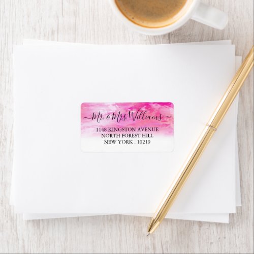 Ombre Watercolor Wedding Labels _ Pink