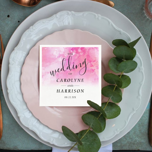 Ombre Watercolor Wedding Paper Napkins - Pink (Creator Uploaded)