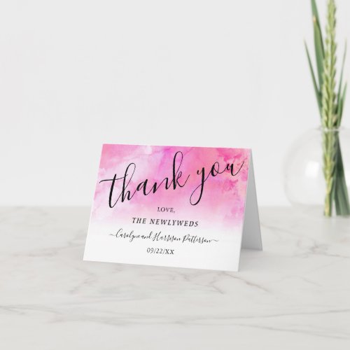 Ombre Watercolor Wedding Thank You Cards _ Pink