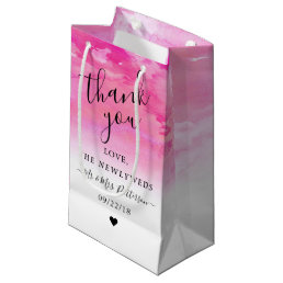 Ombre Watercolor Wedding Thank You Gift Bag - Pink