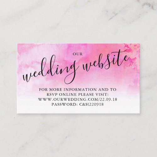 Ombre Watercolor Wedding Website Card _ Pink