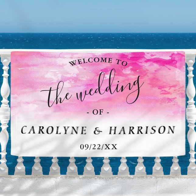 Ombre Watercolor Wedding Welcome Banner - Pink (Creator Uploaded)