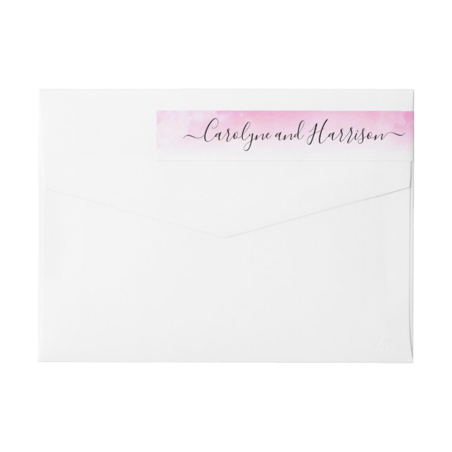Ombre Watercolor Wedding Wraparound Labels - Pink (Back)