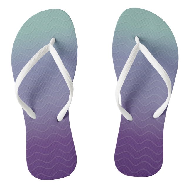 Ombré Waves - Teal & Purple Flip Flops (Footbed)