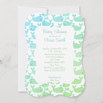 Ombre Whale Baby Shower Invitation by KaleenaRae at Zazzle
